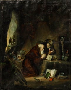 Framed 19th Century Oil - The Temptation of St Anthony