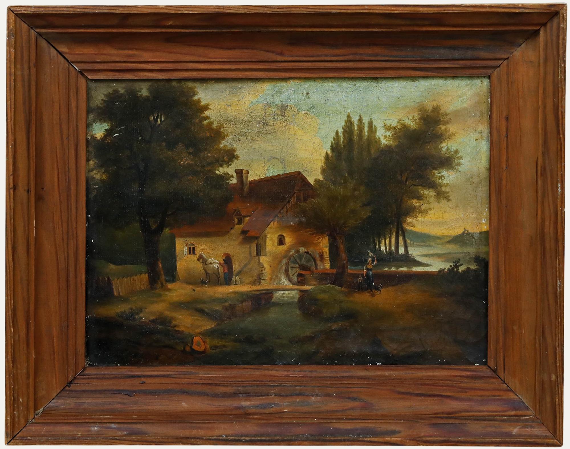 Framed 19th Century Oil - The Watermill
