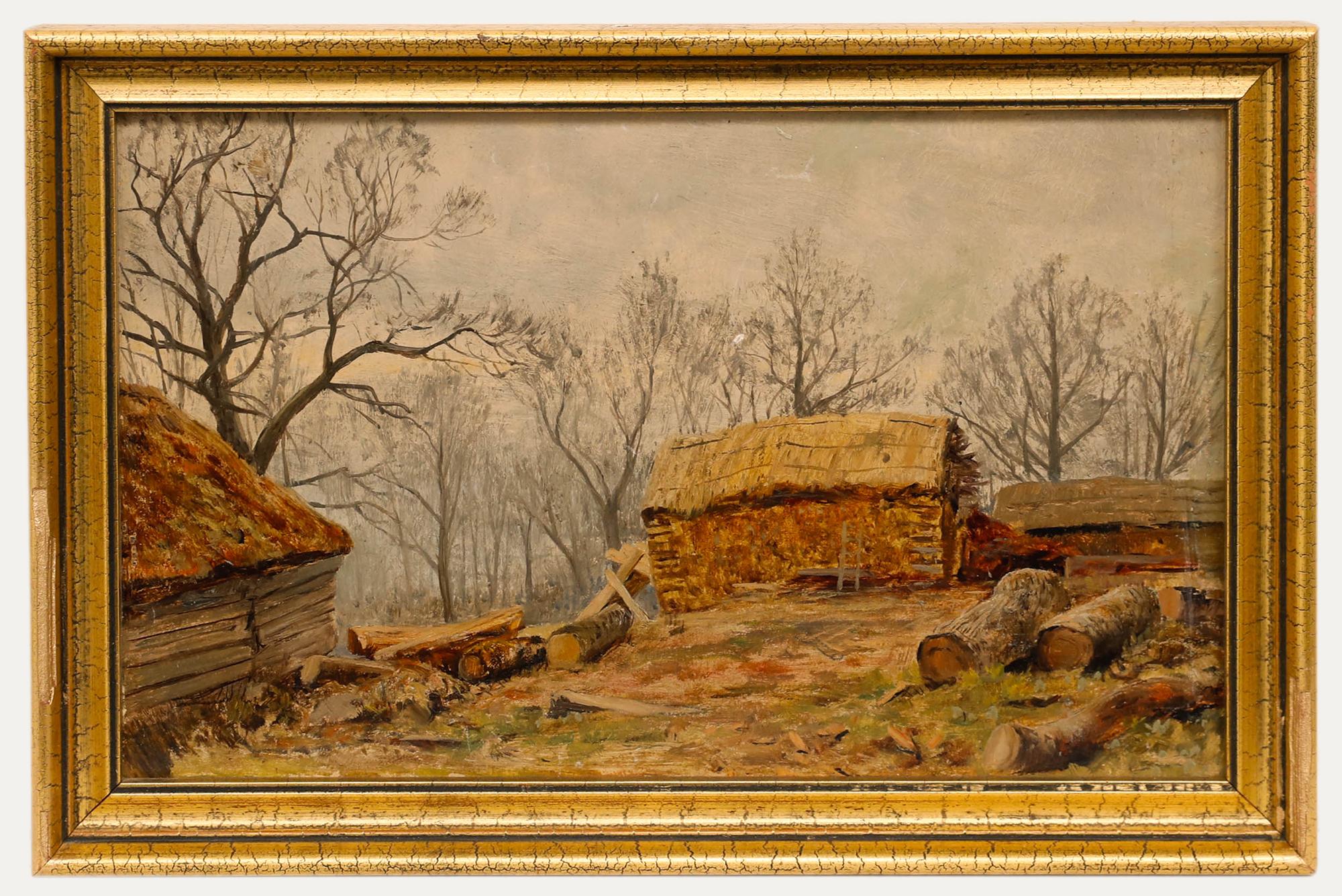 Framed 19th Century Oil - The Woodcutter's Cottage