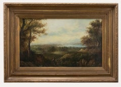 Framed 19th Century Oil - Travellers in a Landscape
