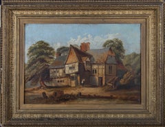 Framed 19th Century Oil - Tudor Cottage in the Countryside