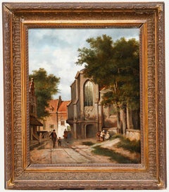 Framed 19th Century Oil - Village Street Scene