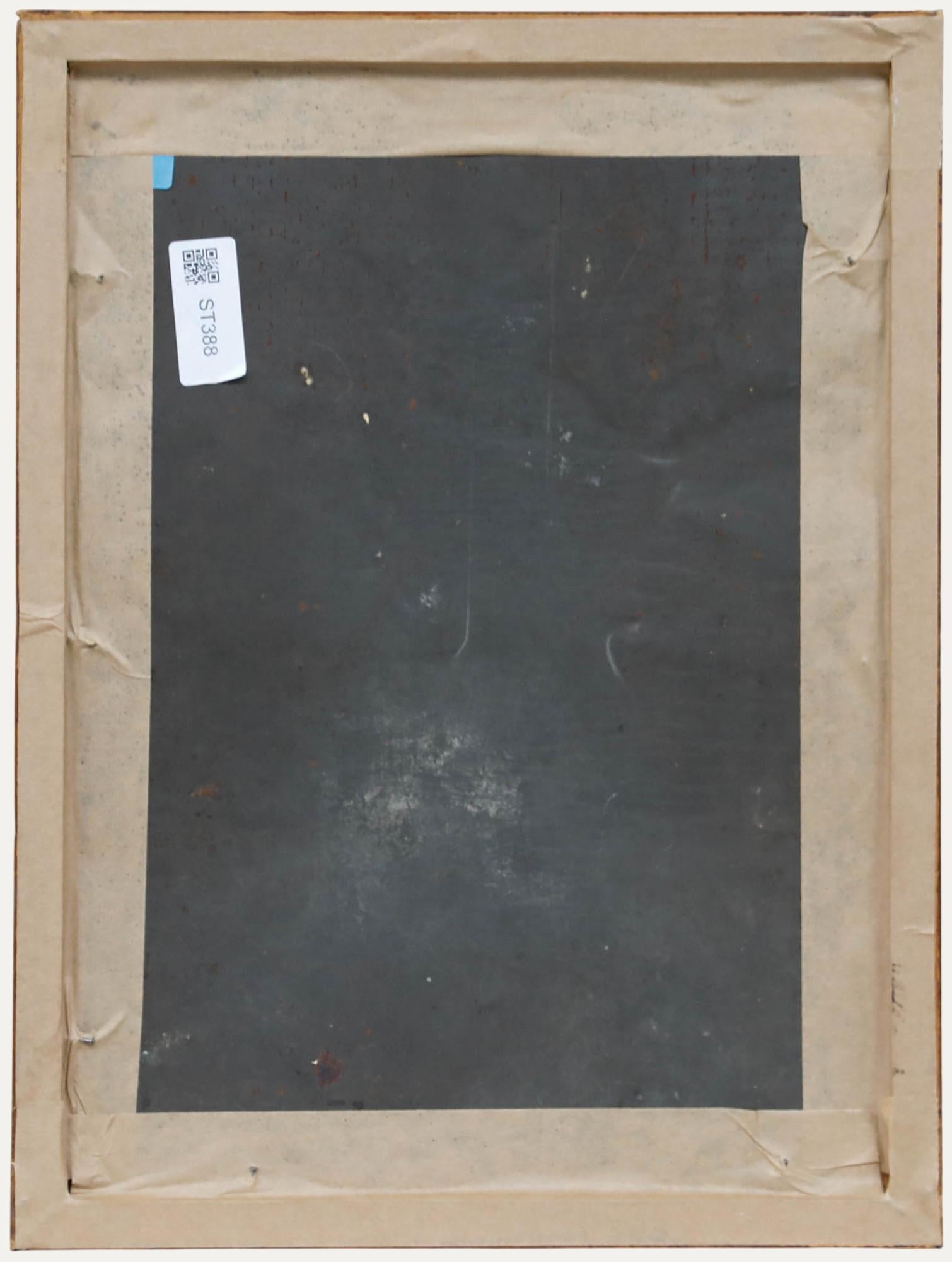 Gerahmtes Öl aus dem 19. Jahrhundert - Jungfrau und Kind, die dem Heiligen Dominikus den Rosenkranz geben (Braun), Figurative Painting, von Unknown