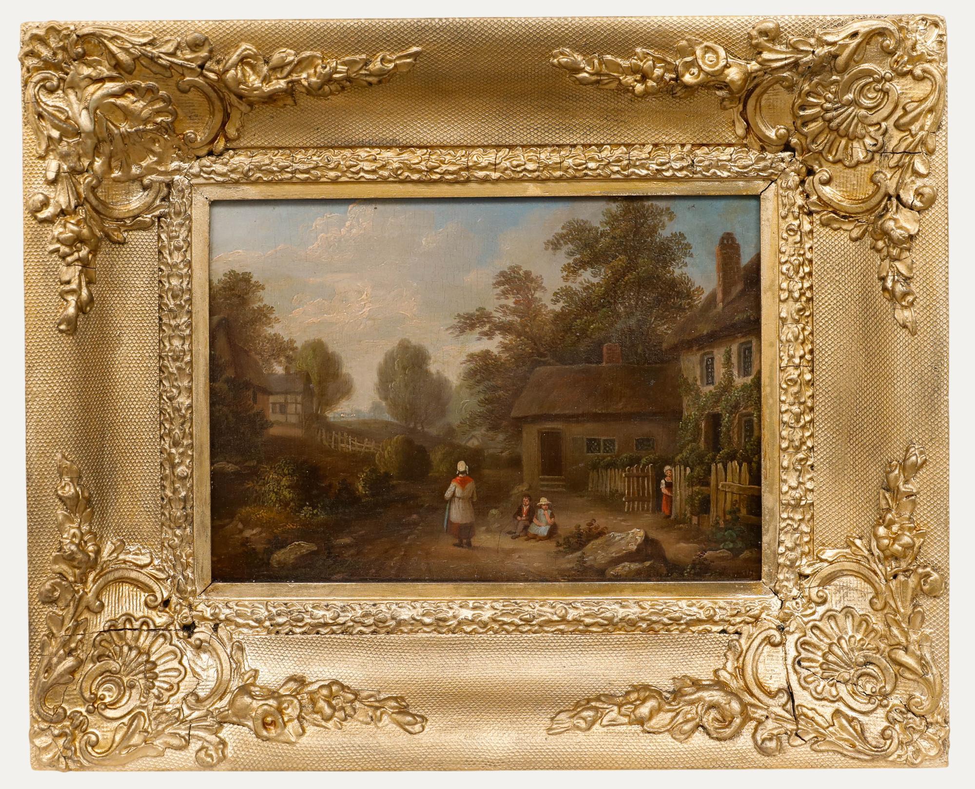 Framed 19th Century Oil - Waiting For Visitors