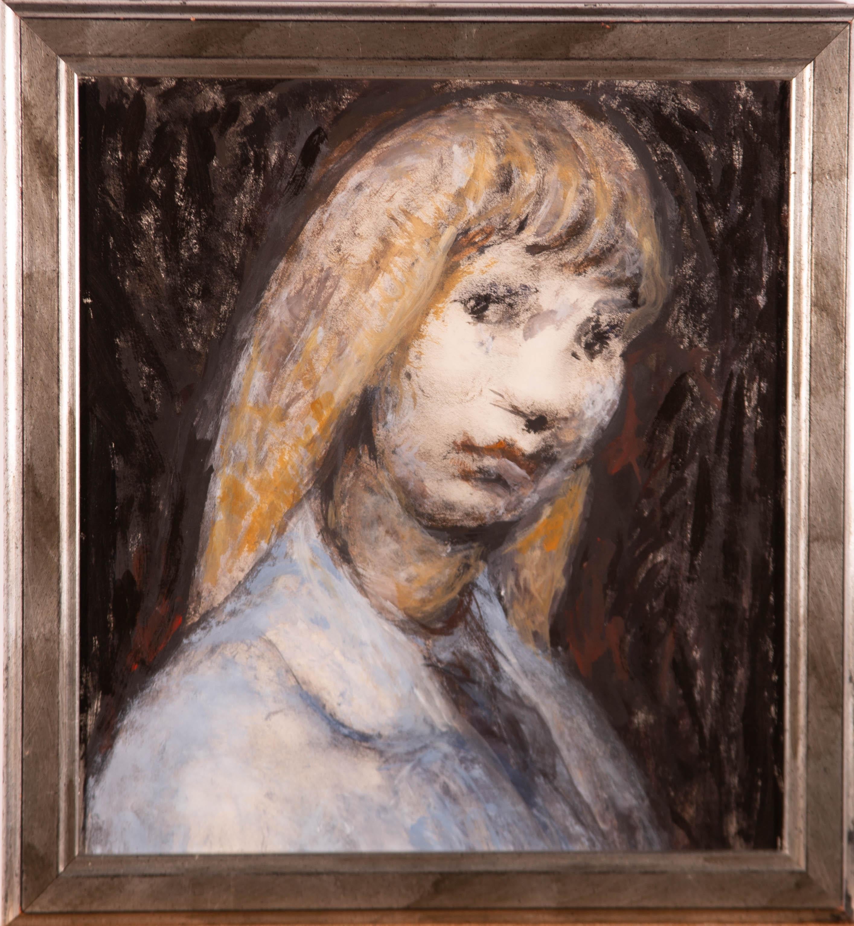 Unknown Portrait Painting - Framed 20th Century Acrylic - Blonde Haired Woman