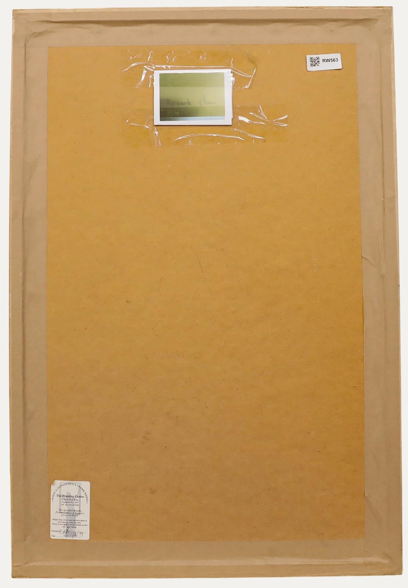 Gerahmtes Acryl des 20. Jahrhunderts - Maskerade (Beige), Figurative Painting, von Unknown