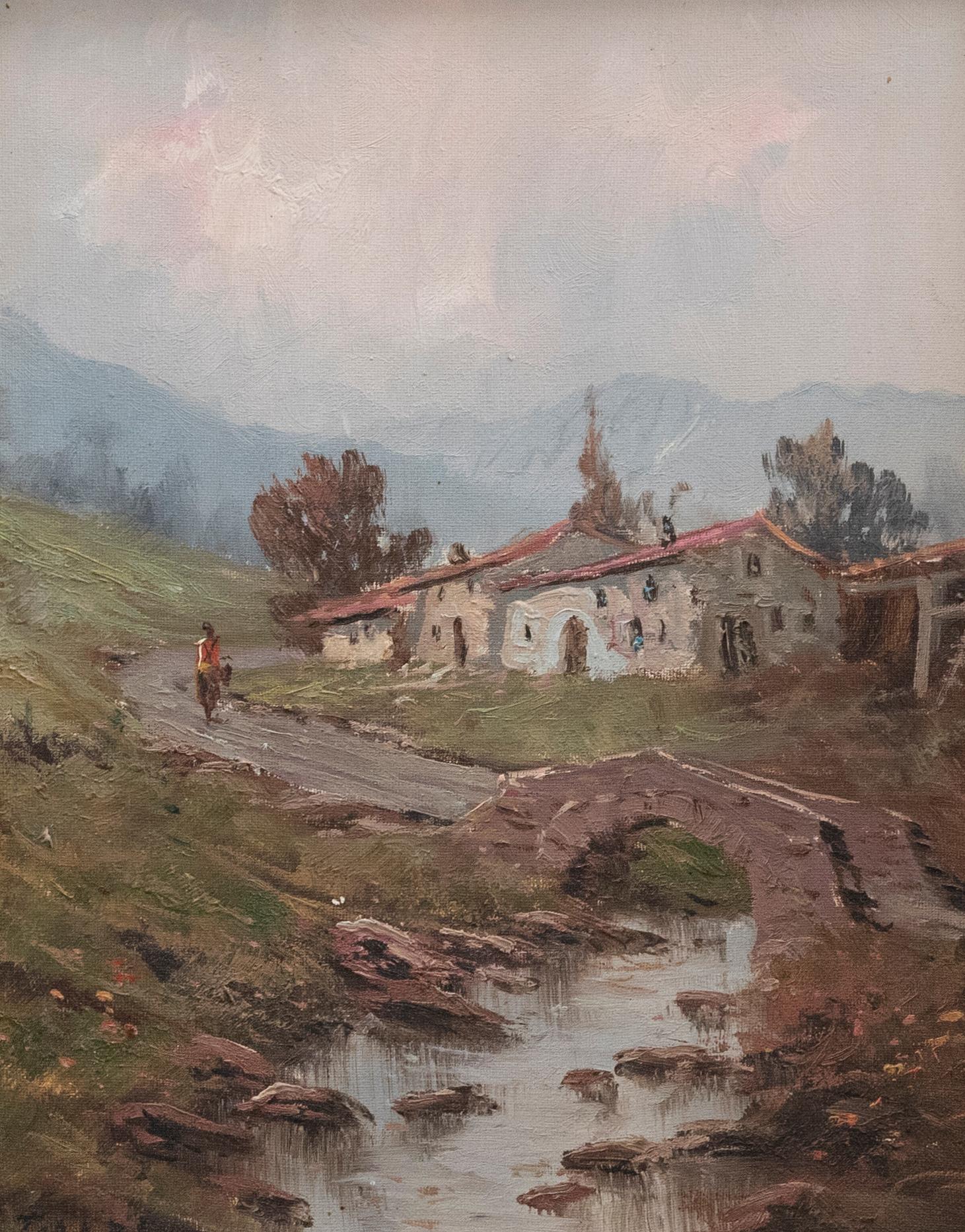 Huile du 20e siècle encadrée - Un Gentle Stream - Painting de Unknown
