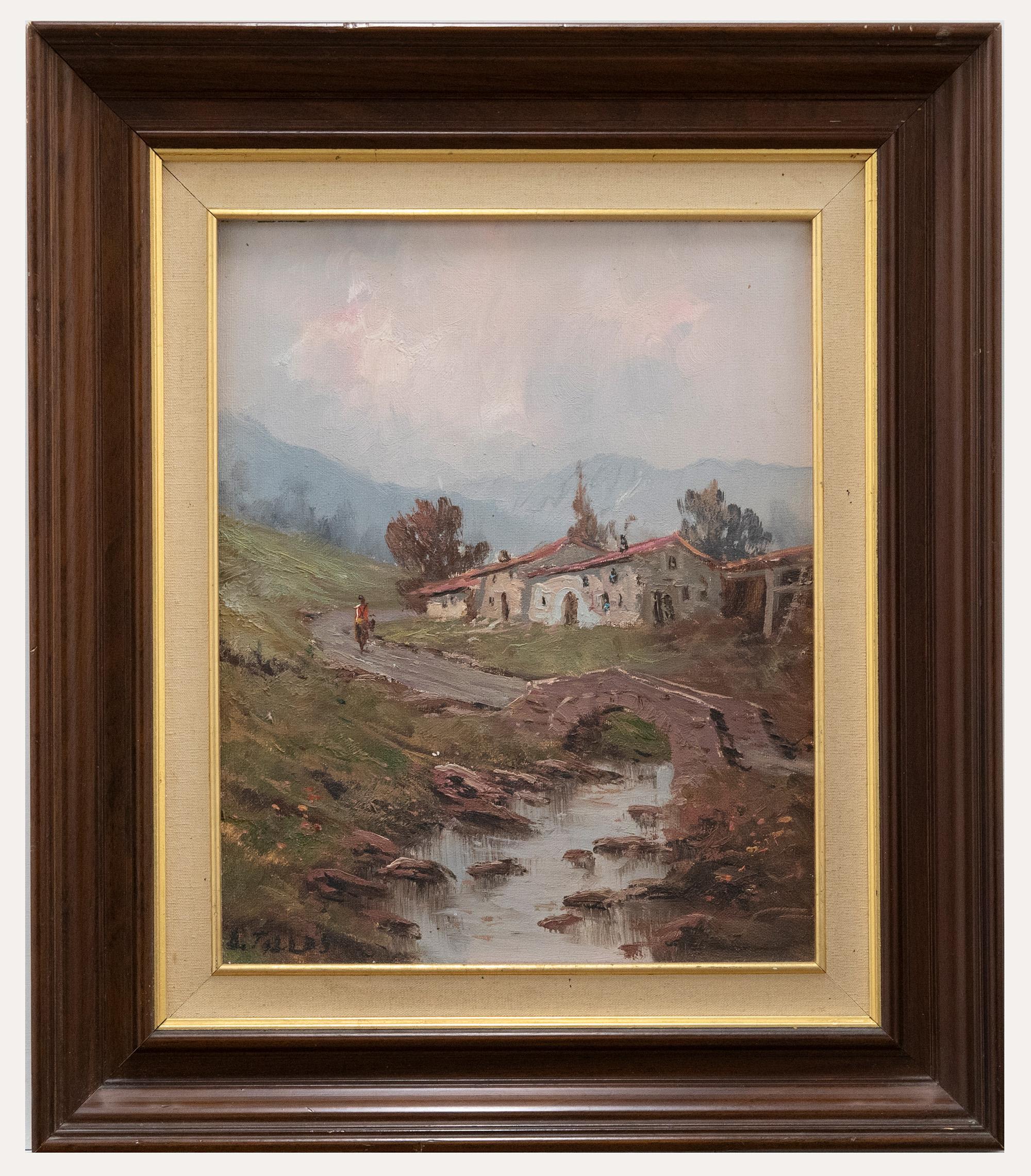 Unknown Landscape Painting - Framed 20th Century Oil - A Gentle Stream