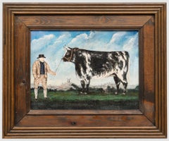 Olio del XX secolo incorniciato - Una mucca da premio