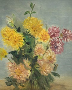 Framed 20th Century Oil - A Spray of Flowers