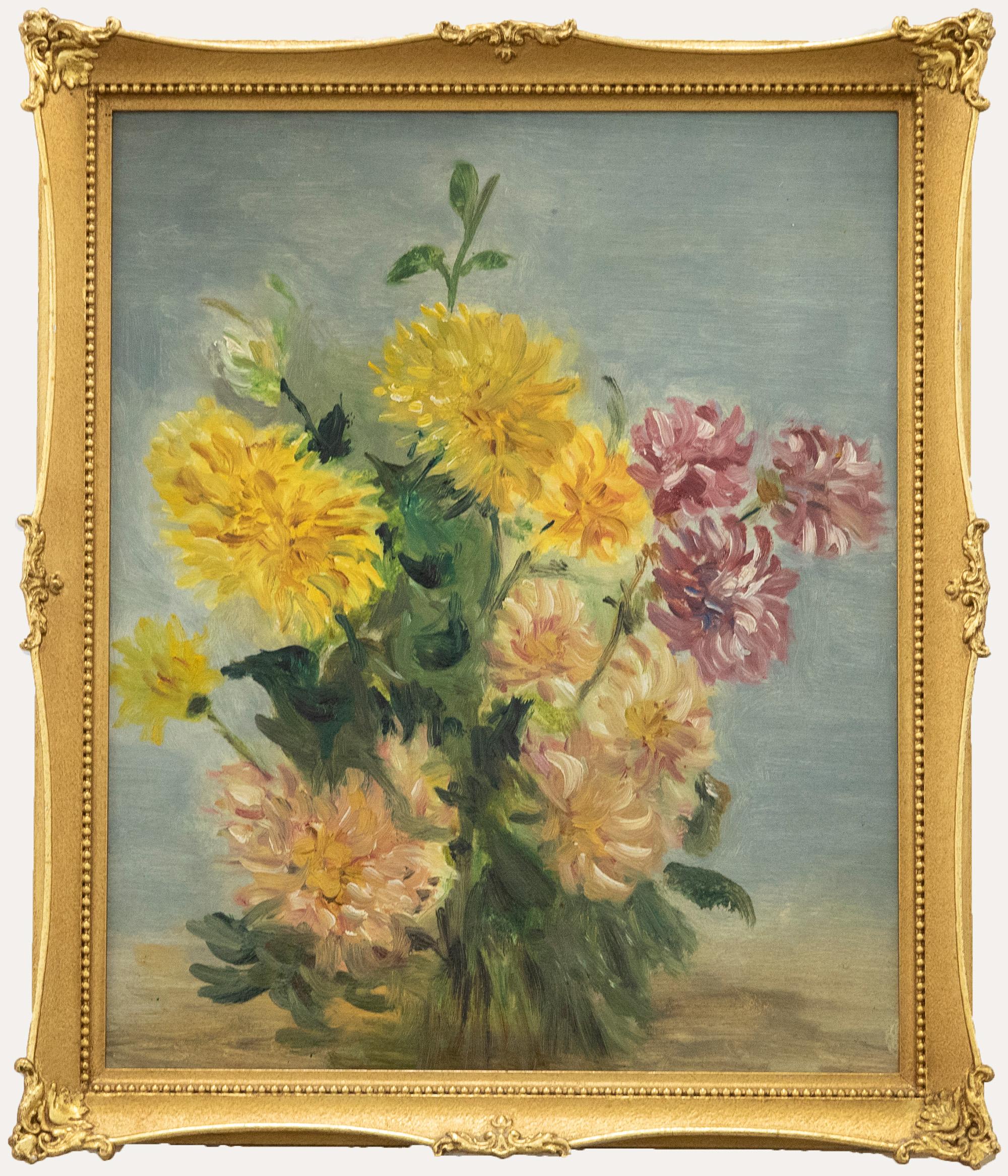 Unknown Still-Life Painting - Framed 20th Century Oil - A Spray of Flowers