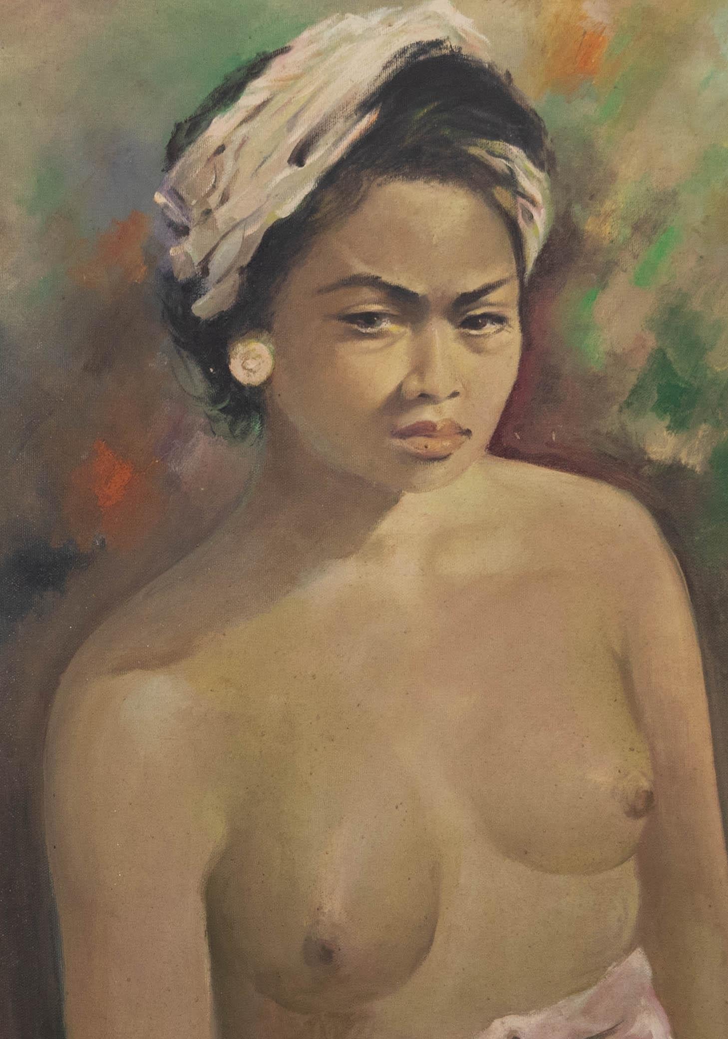 Framed 20th Century Oil - Balinese Beauty - Painting by Unknown