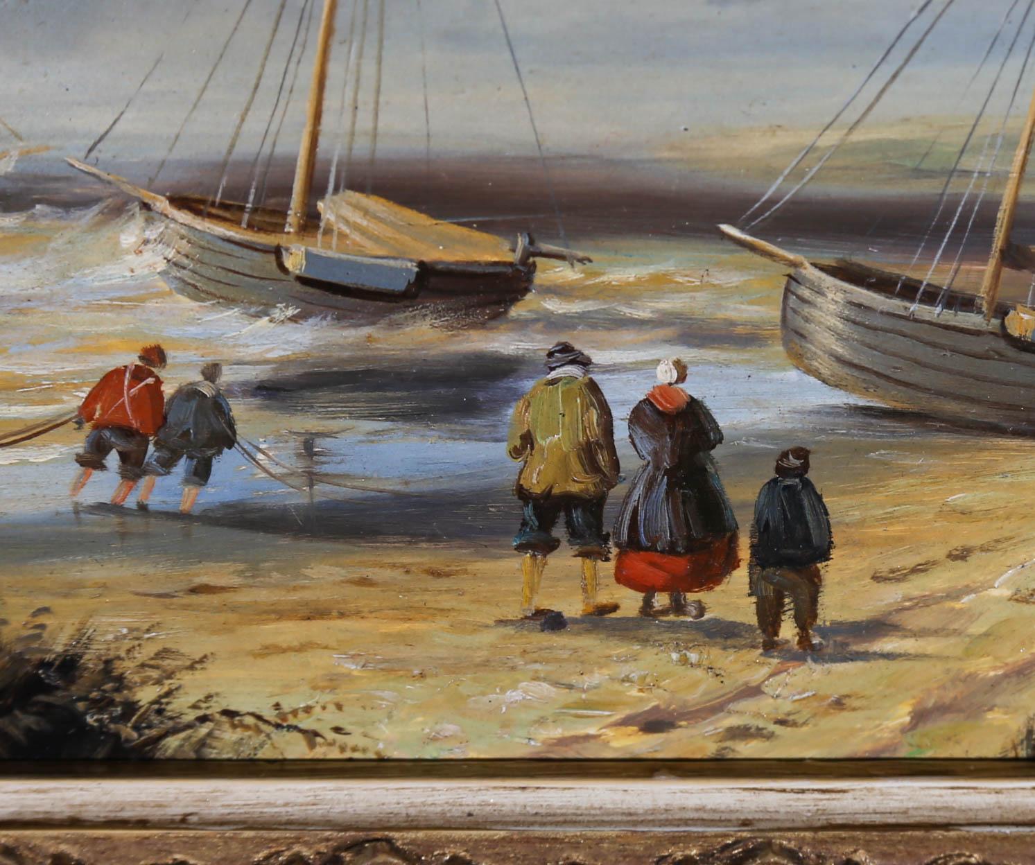 Framed 20th Century Oil - Boats in the Bay For Sale 1