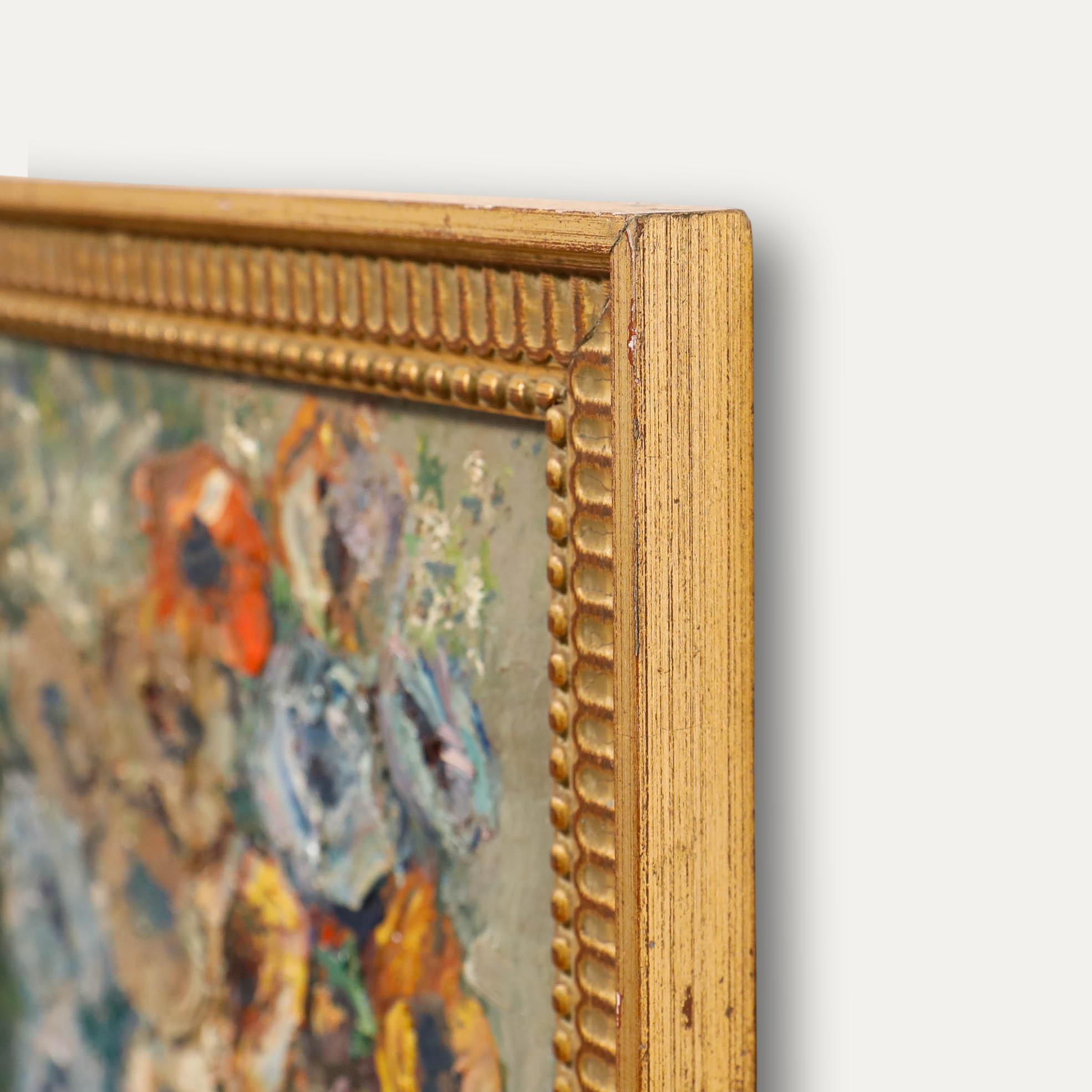 Framed 20th Century Oil - Bouquet of Anemones For Sale 1