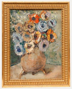 Framed 20th Century Oil - Bouquet of Anemones