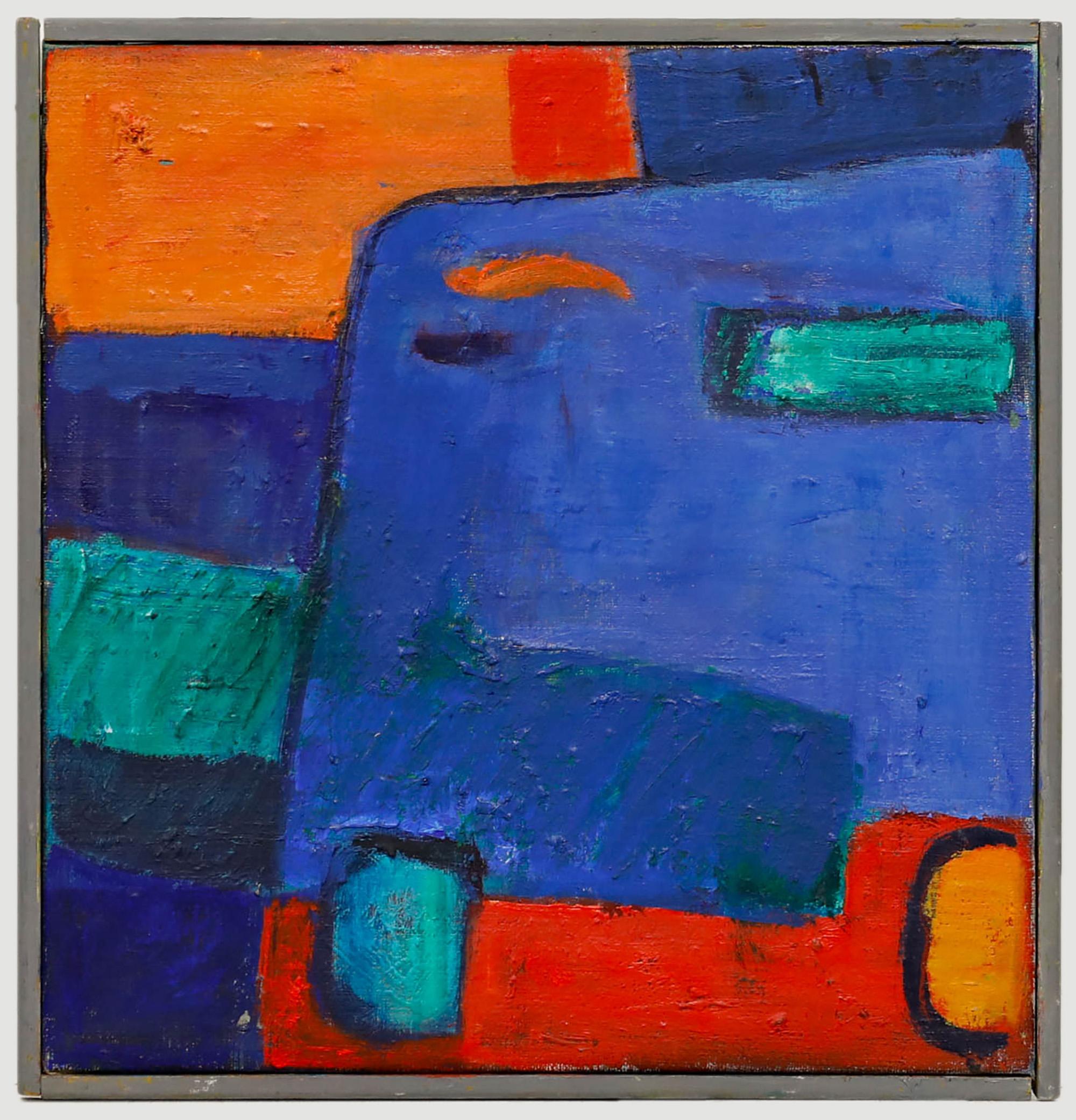 Unknown Abstract Painting – Gerahmtes Öl des 20. Jahrhunderts - City Lights