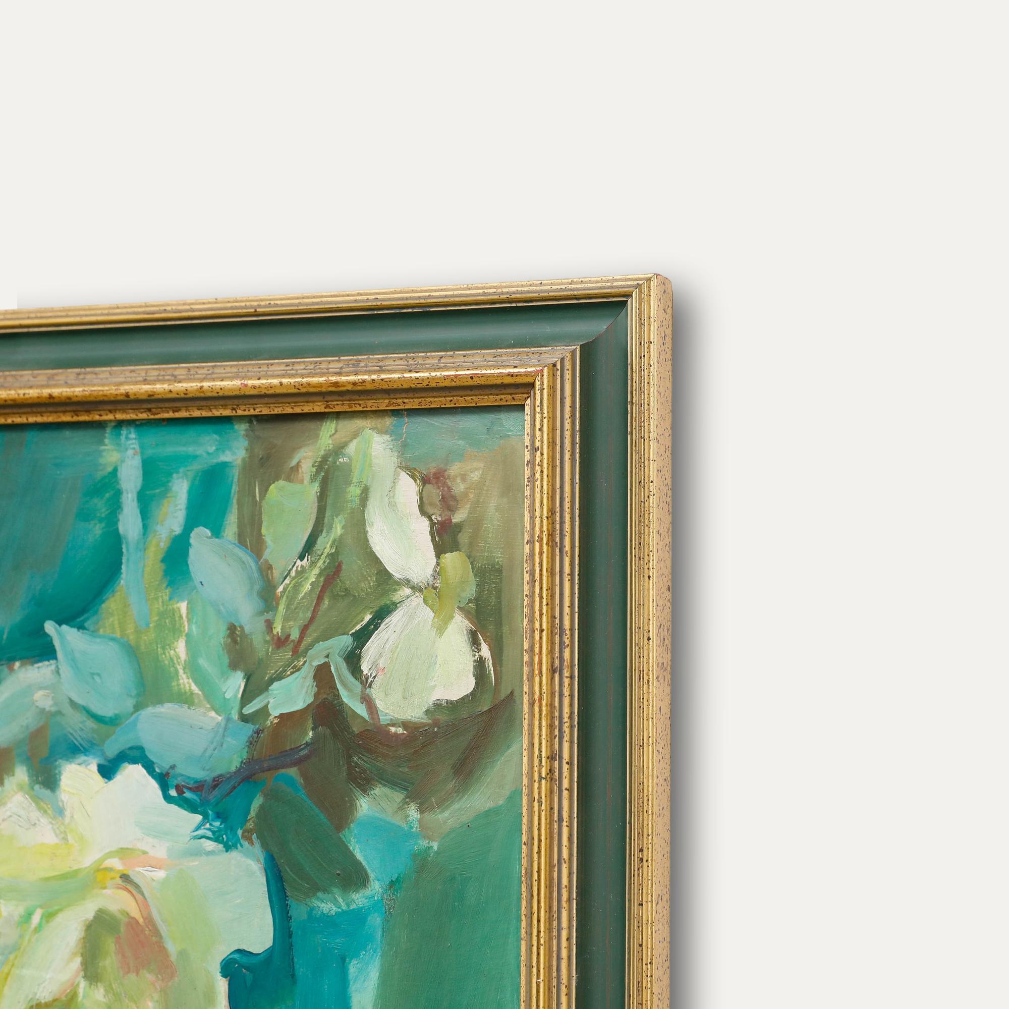 Gerahmtes Öl des 20. Jahrhunderts - Kletterrose im Angebot 1