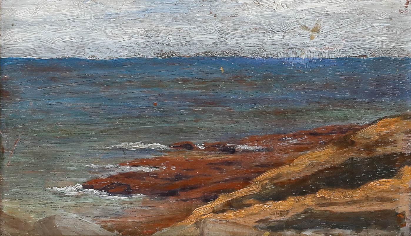 Gerahmtes Öl des 20. Jahrhunderts - Küstenstudie – Painting von Unknown