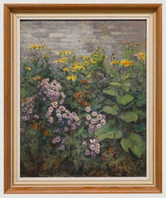 Vintage Framed 20th Century Oil - Cottage Garden