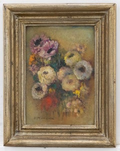 Framed 20th Century Oil - Fading Anemones