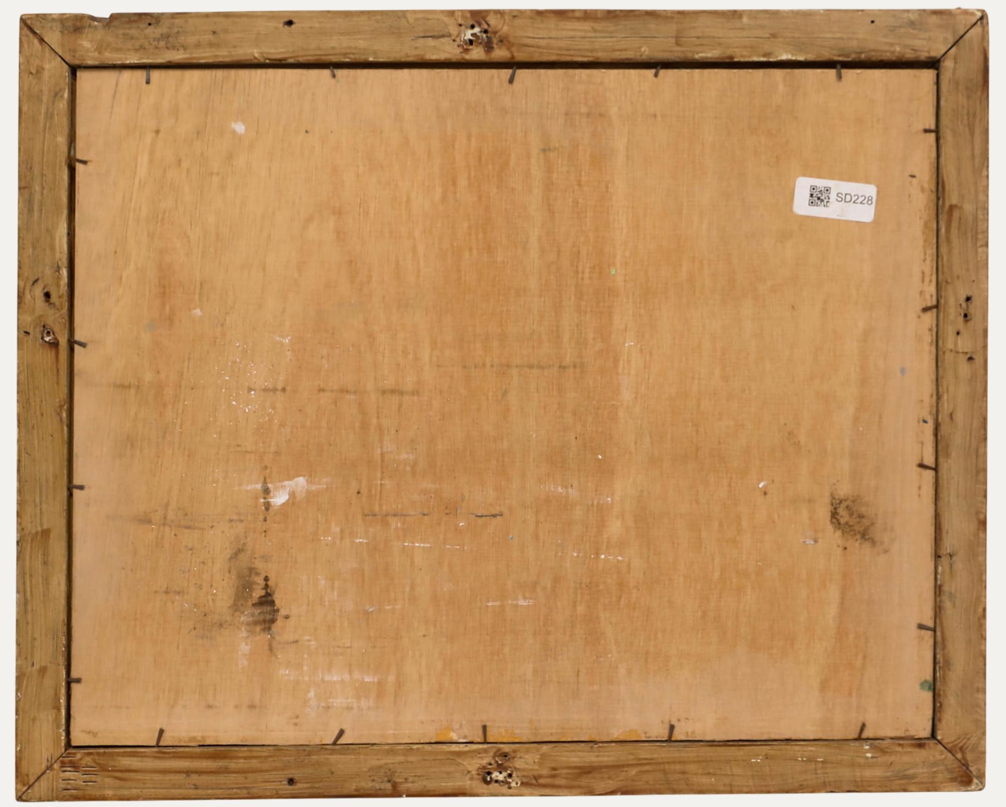 Framed 20th Century Oil - Figures Resting Under a Tree - Gray Figurative Painting by Unknown