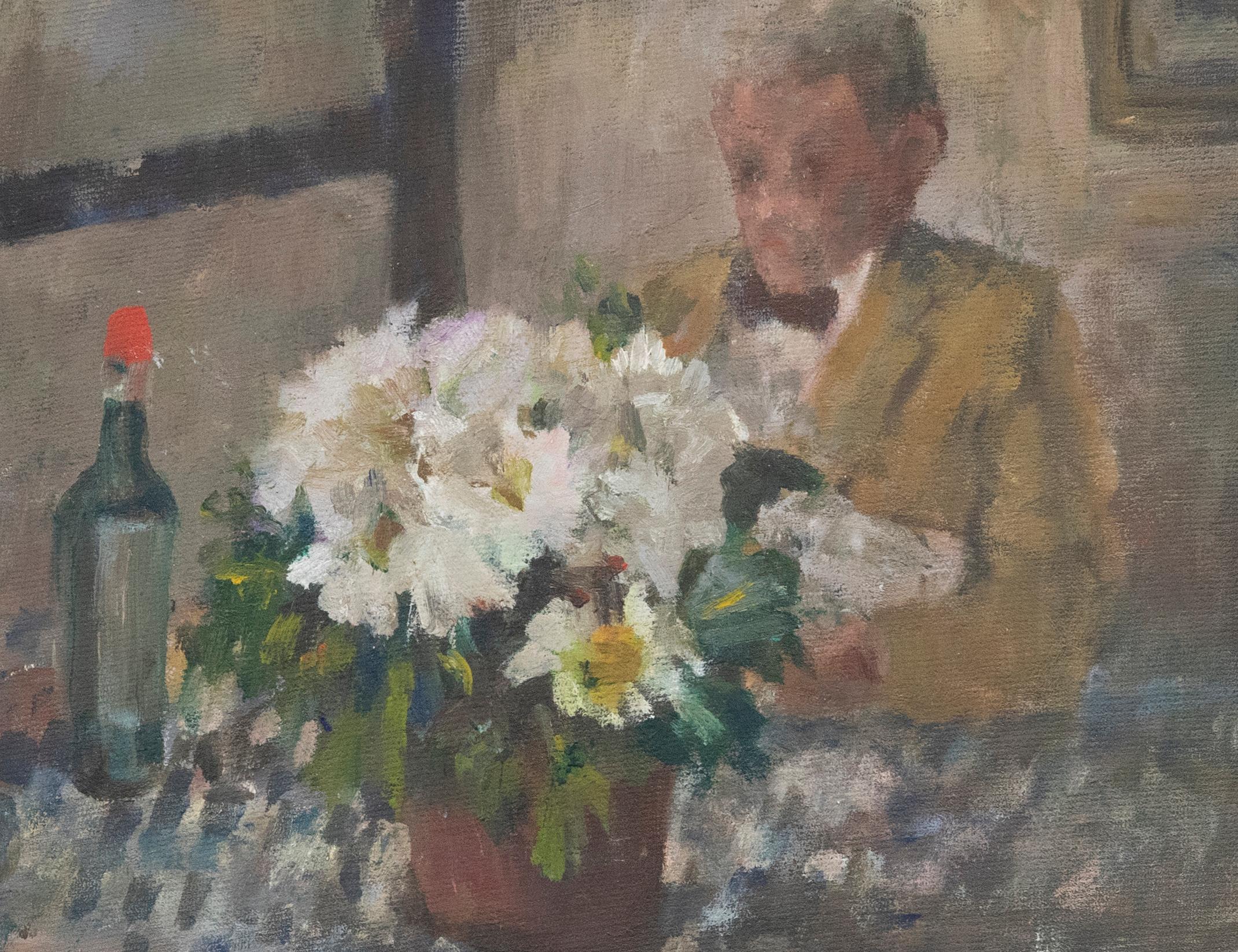 Olio del XX secolo incorniciato - Fine Dining - Painting di Unknown