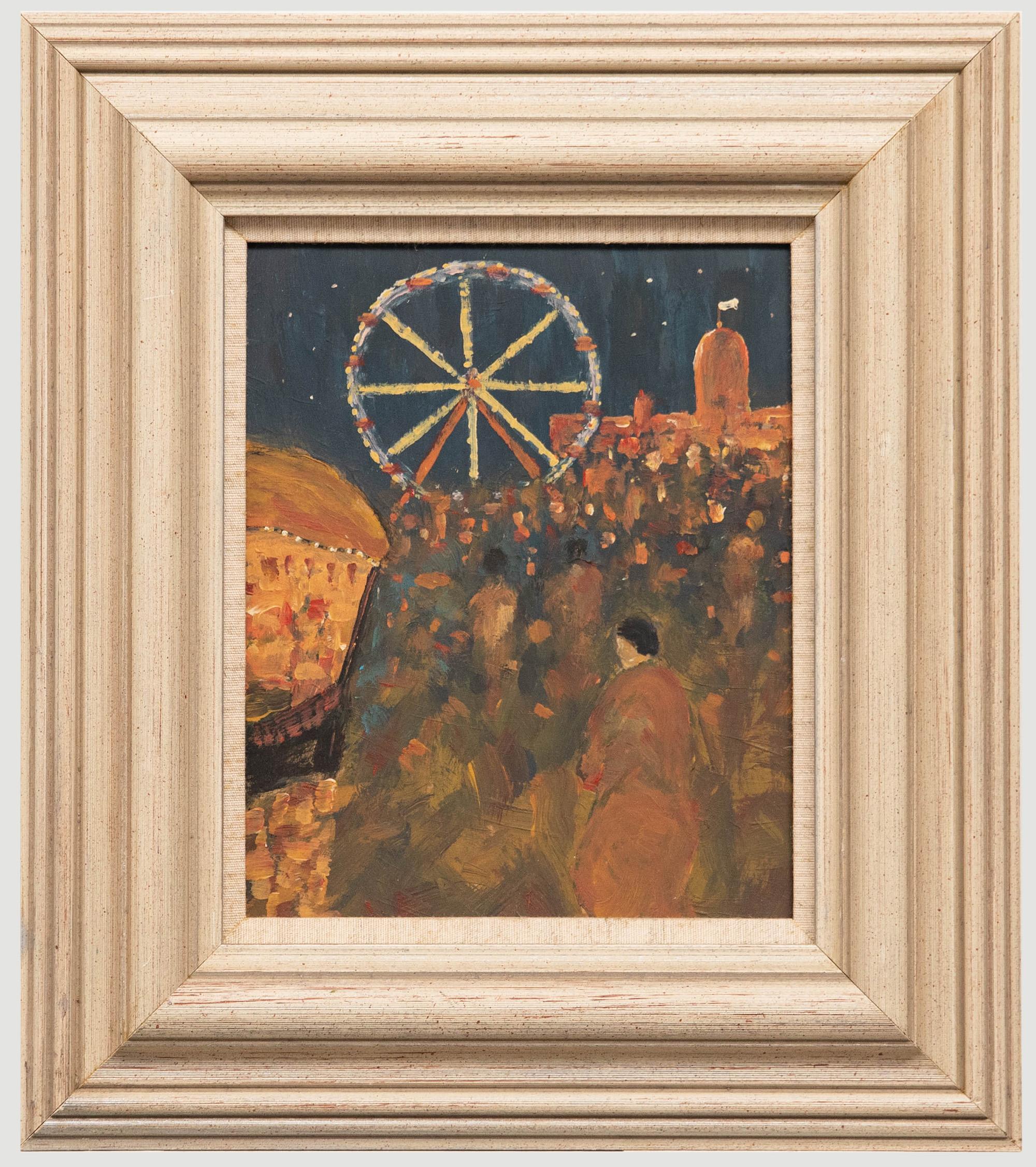 Framed 20th Century Oil - Fun at the Fair