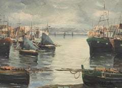 Framed 20th Century Oil - Italian Harbour Scene