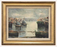 Framed 20th Century Oil - Italian Harbour Scene