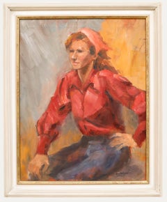 Framed 20th Century Oil - Lady in the Pink Headscarf