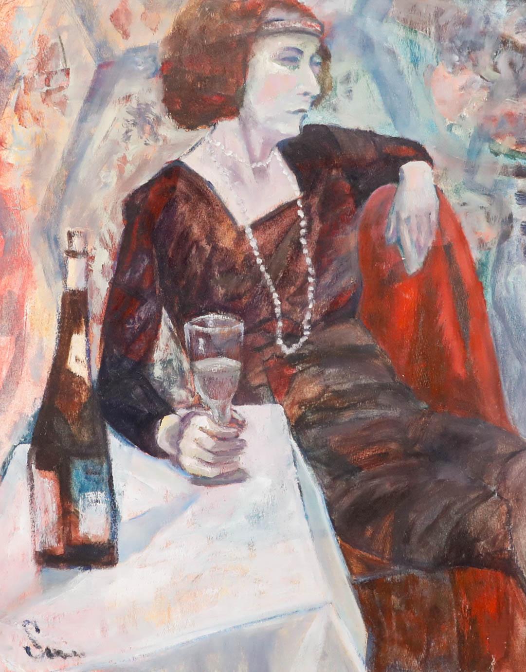 Framed 20th Century Oil - Lady of Leisure - Painting by Unknown