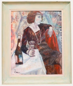 Framed 20th Century Oil - Lady of Leisure