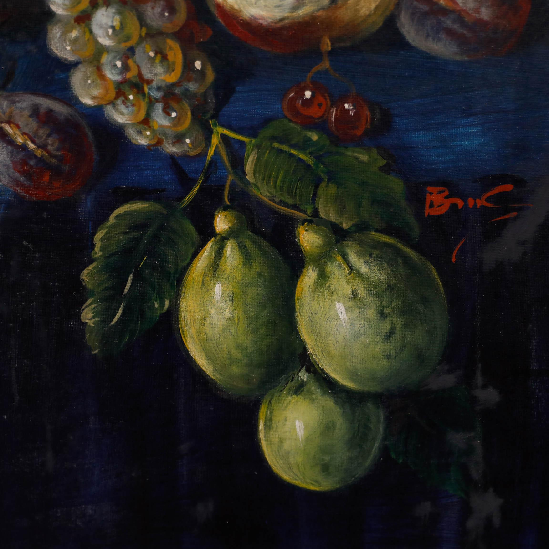 Olio del XX secolo incorniciato - Medley di frutta in vendita 1