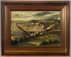 Framed 20th Century Oil - Penzance from Gulval Hill