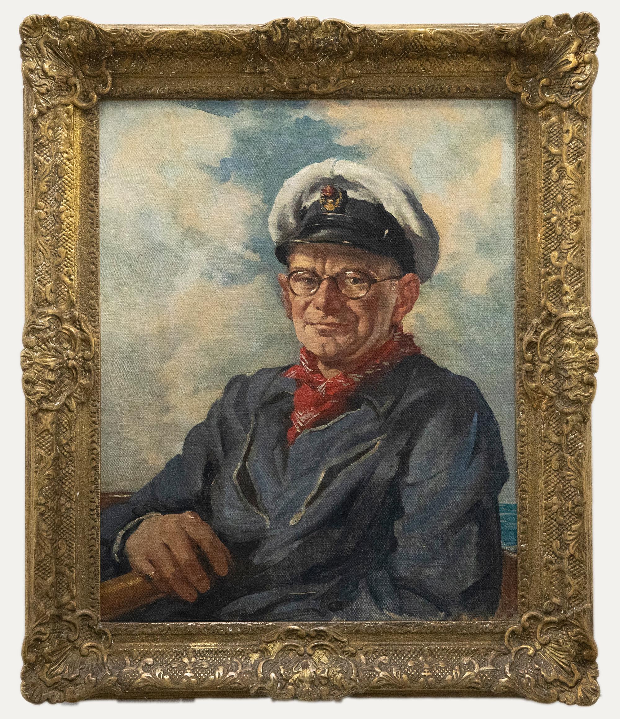Unknown Portrait Painting - Framed 20th Century Oil - Portrait of a Sea Captain