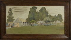 Framed 20th Century Oil - Quiet Farm Scene