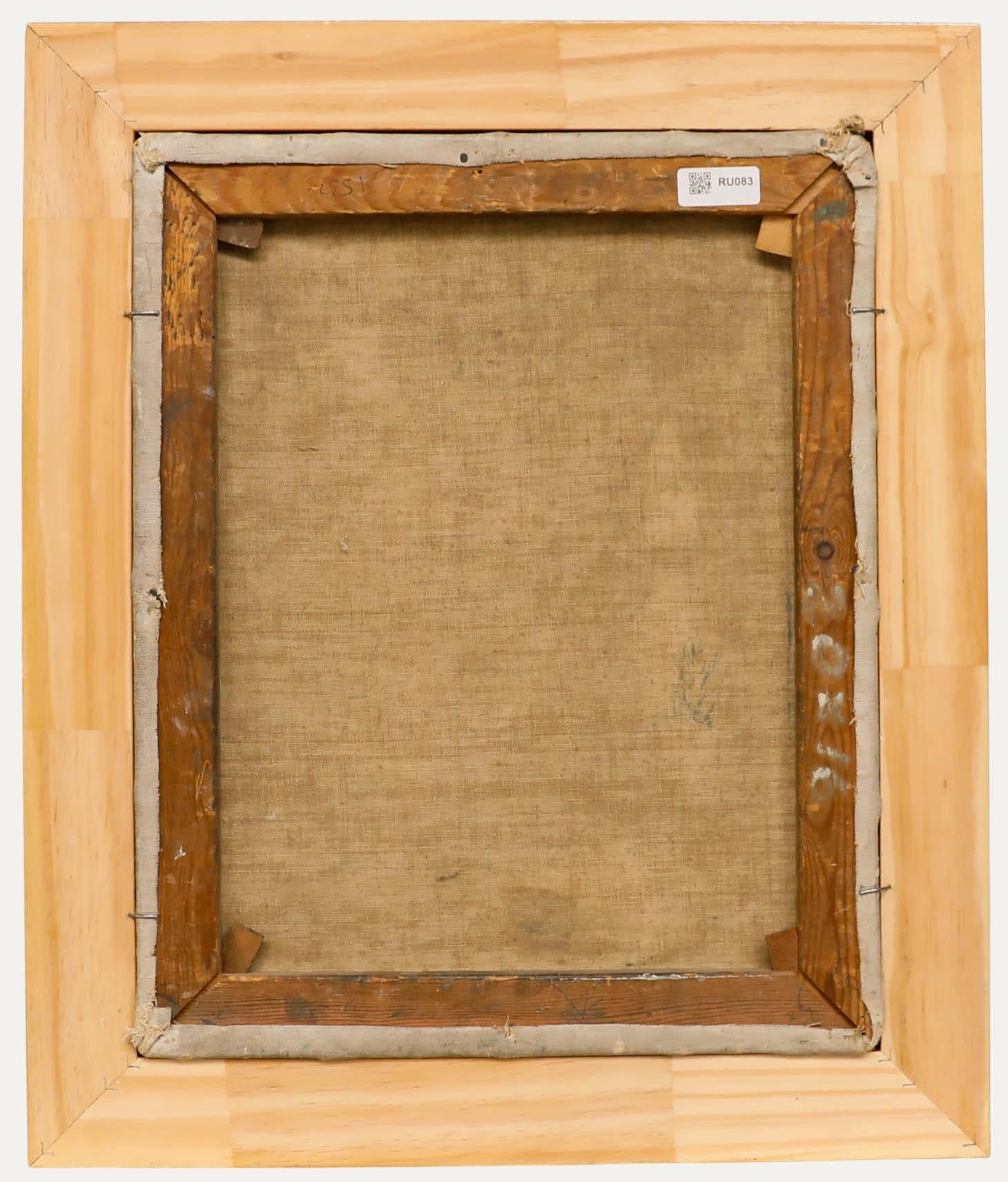 Gerahmtes Ölgemälde des 20. Jahrhunderts – Stillleben mit Blumen (Beige), Still-Life Painting, von Unknown