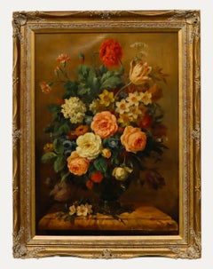 Framed 20th Century Oil - Still Life of Mixed Flowers