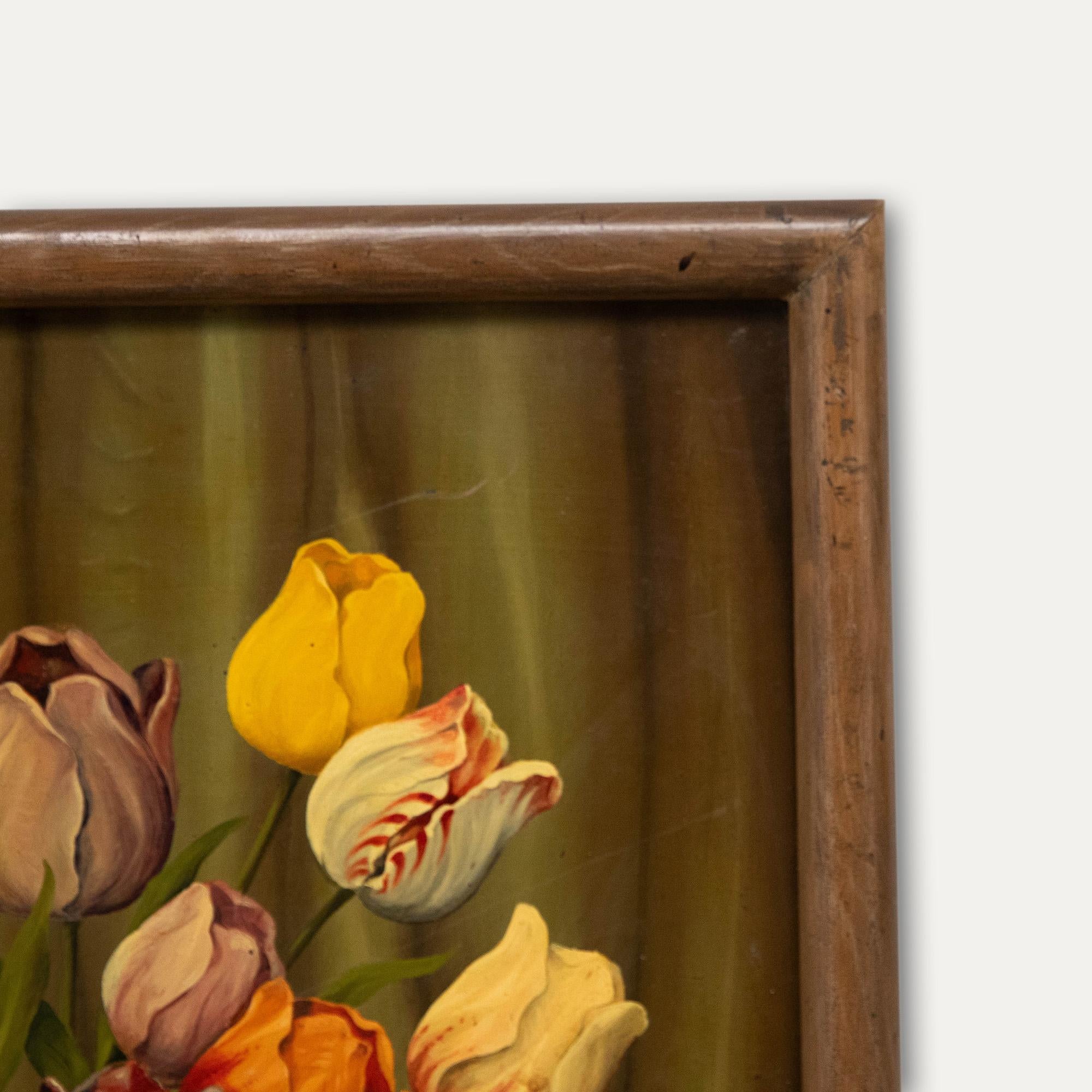 Framed 20th Century Oil - Still Life of Tulips 2