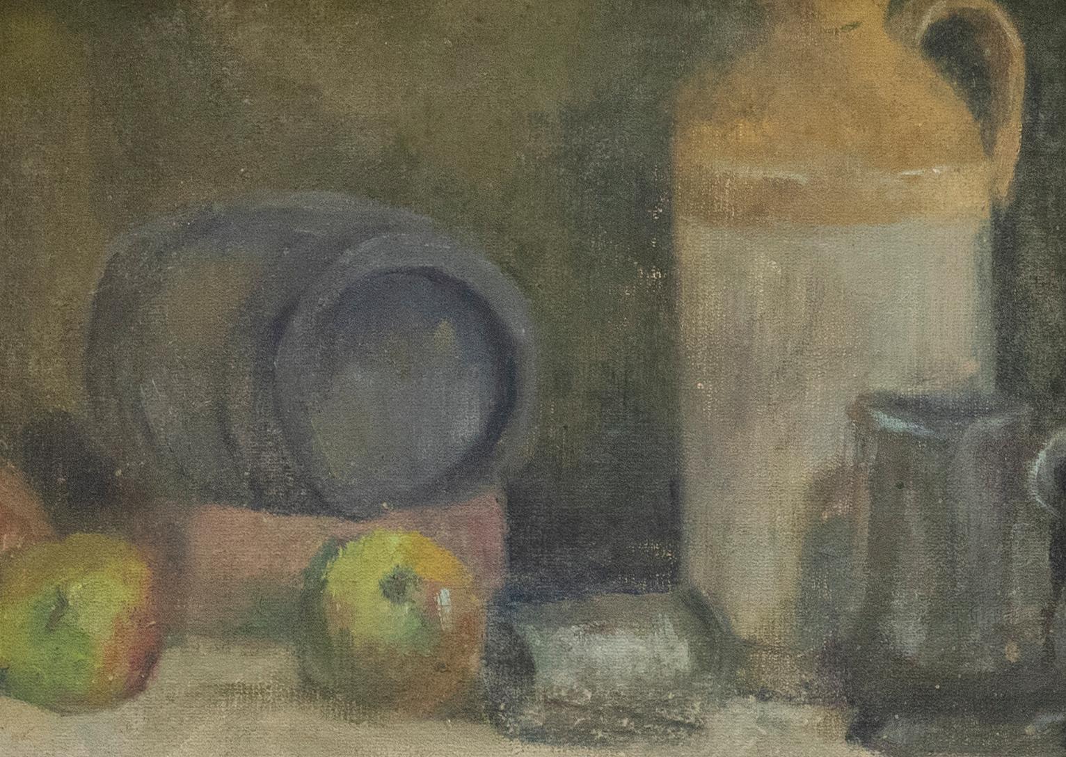 Framed 20th Century Oil - Still Life with Cider Apples - Painting by Unknown