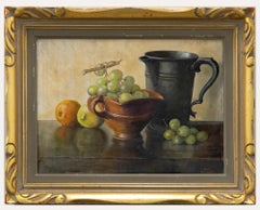 Vintage Framed 20th Century Oil - Still Life with Grapes