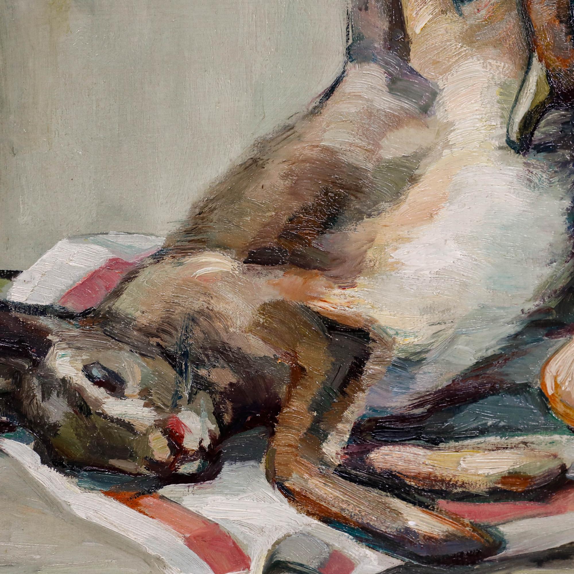 Gerahmtes Öl des 20. Jahrhunderts - Stillleben mit Hase im Angebot 1