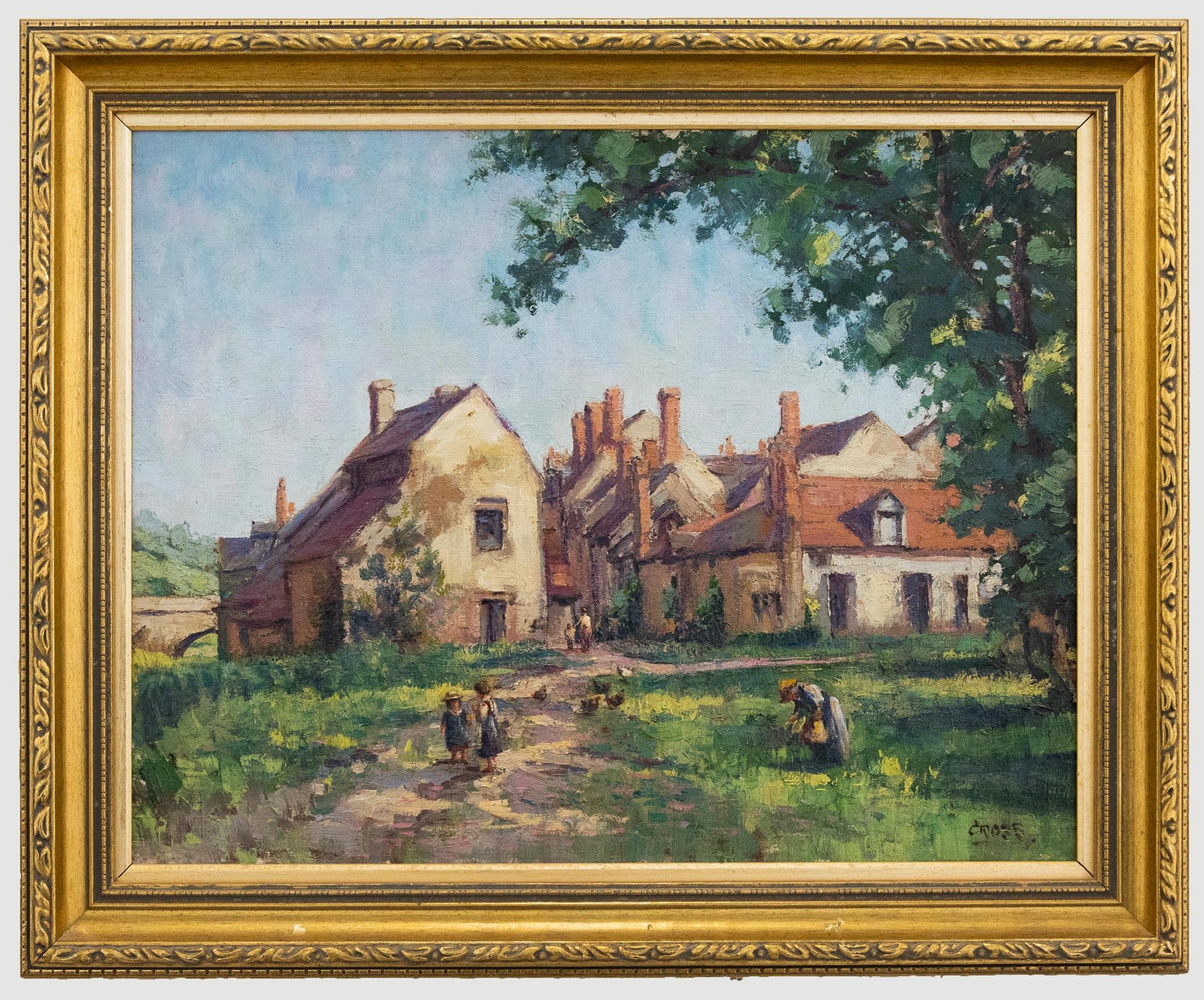 Framed 20th Century Oil - Summertime - Painting by Unknown