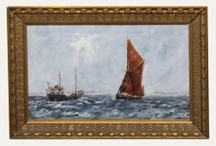 Framed 20th Century Oil - Thames Barge in Full Sail