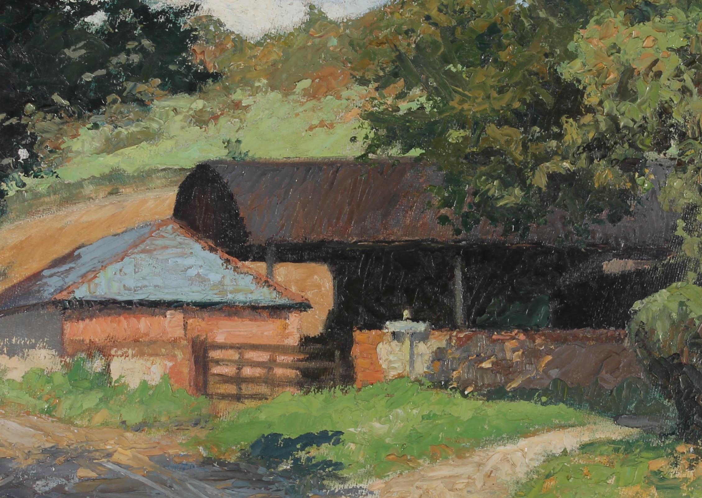 Framed 20th Century Oil - The Haybarn - Painting by Unknown