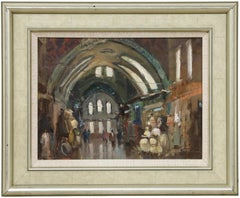 Framed 20th Century Oil - The Old Market Bazaar, Istanbul