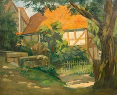 Framed 20th Century Oil - Timber Cottage