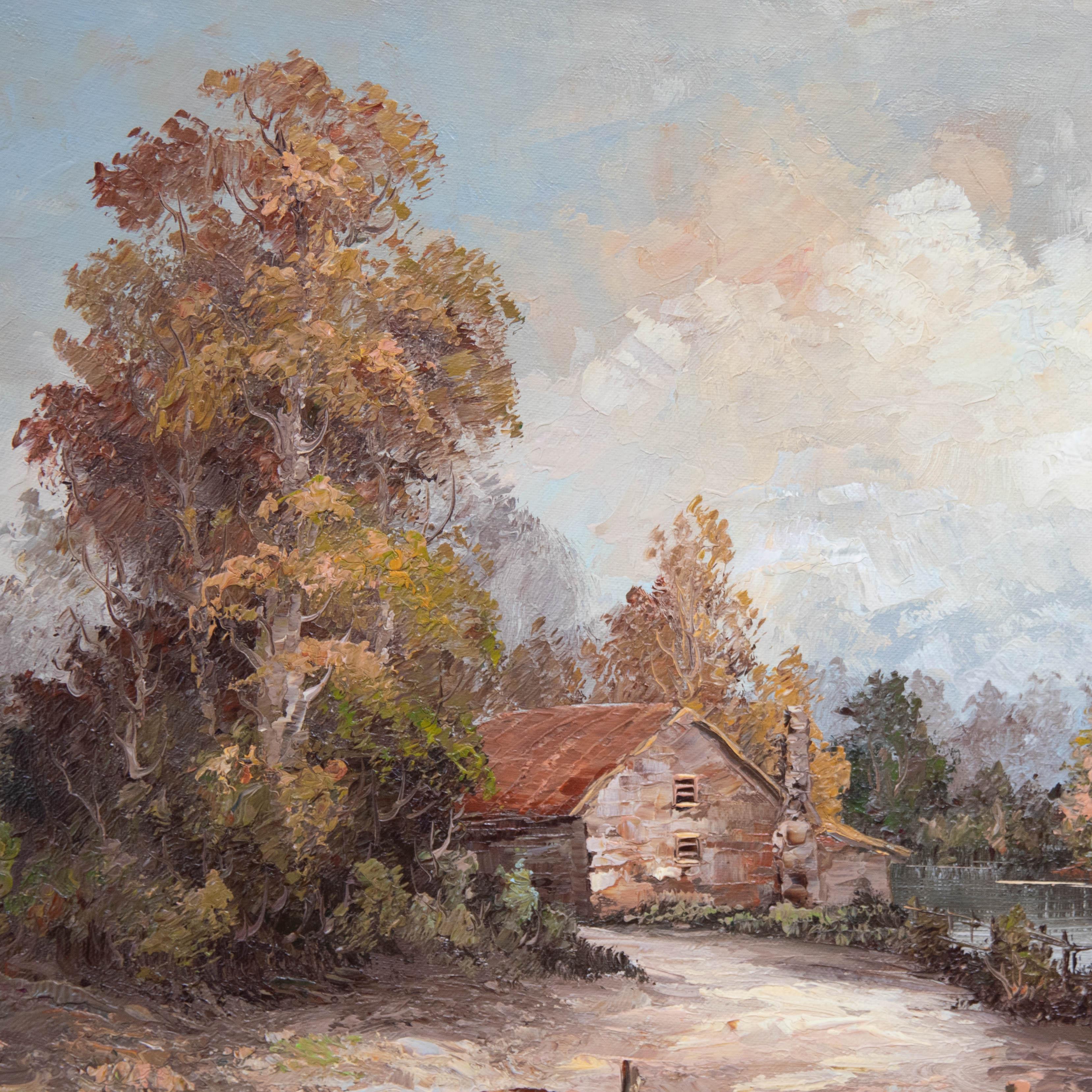 Paysage à l'huile. Signé 