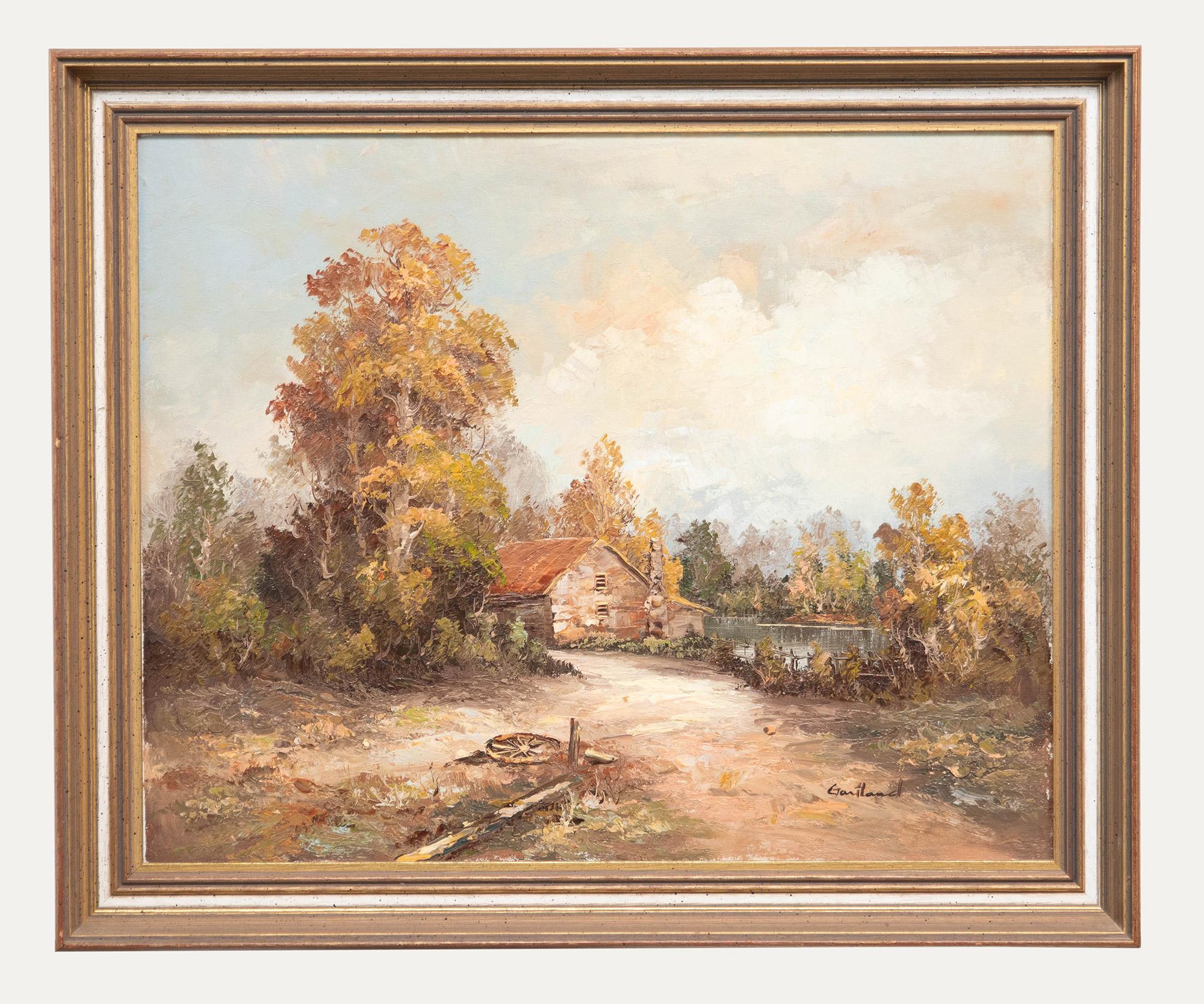 Framed 20th Century Oil - Track to the Mill