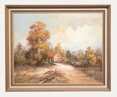 Used Framed 20th Century Oil - Track to the Mill